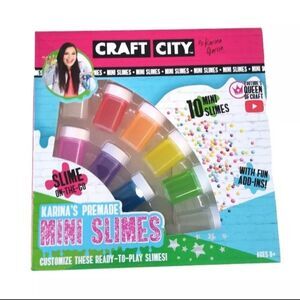Craft City Karina's Premade 10 Mini Slimes Customize Ready-to-Play Slime Kit